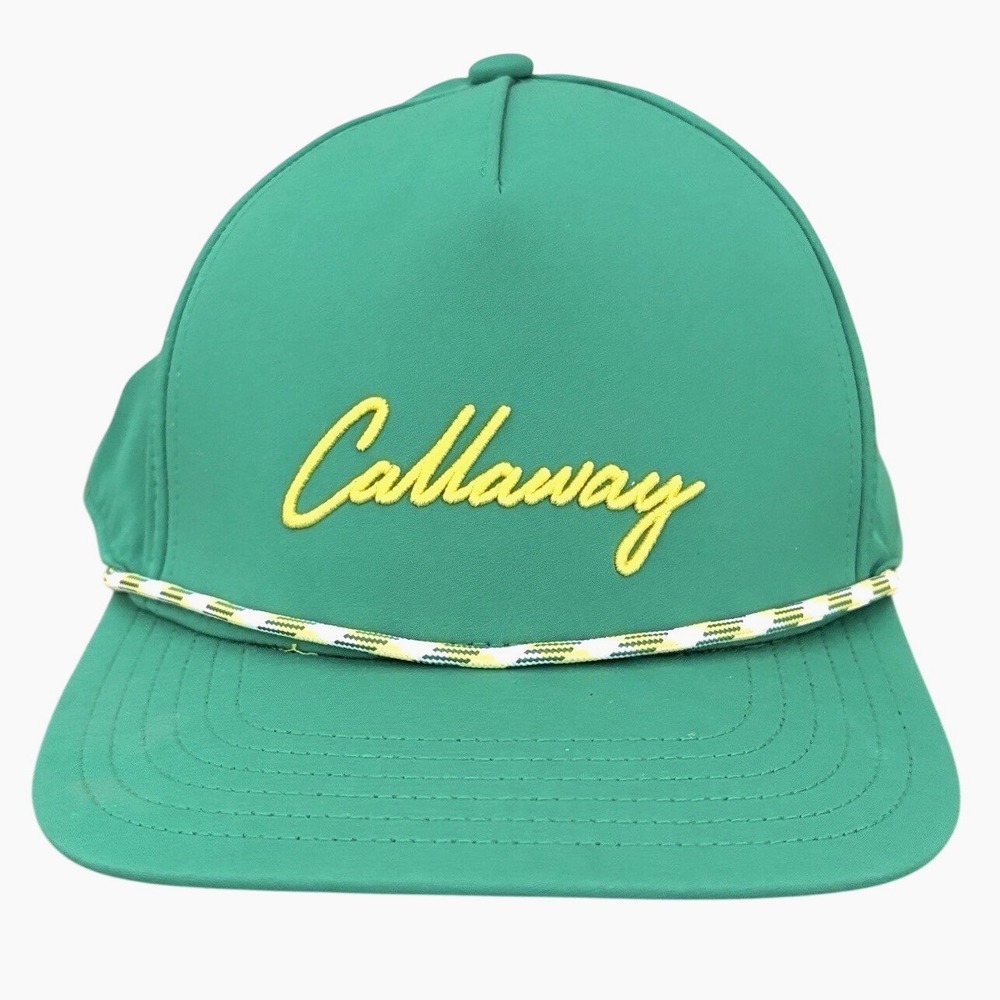 Callaway Golf Hat Green Yellow Script Rope Snapback X-Spann Performance‎ Cap